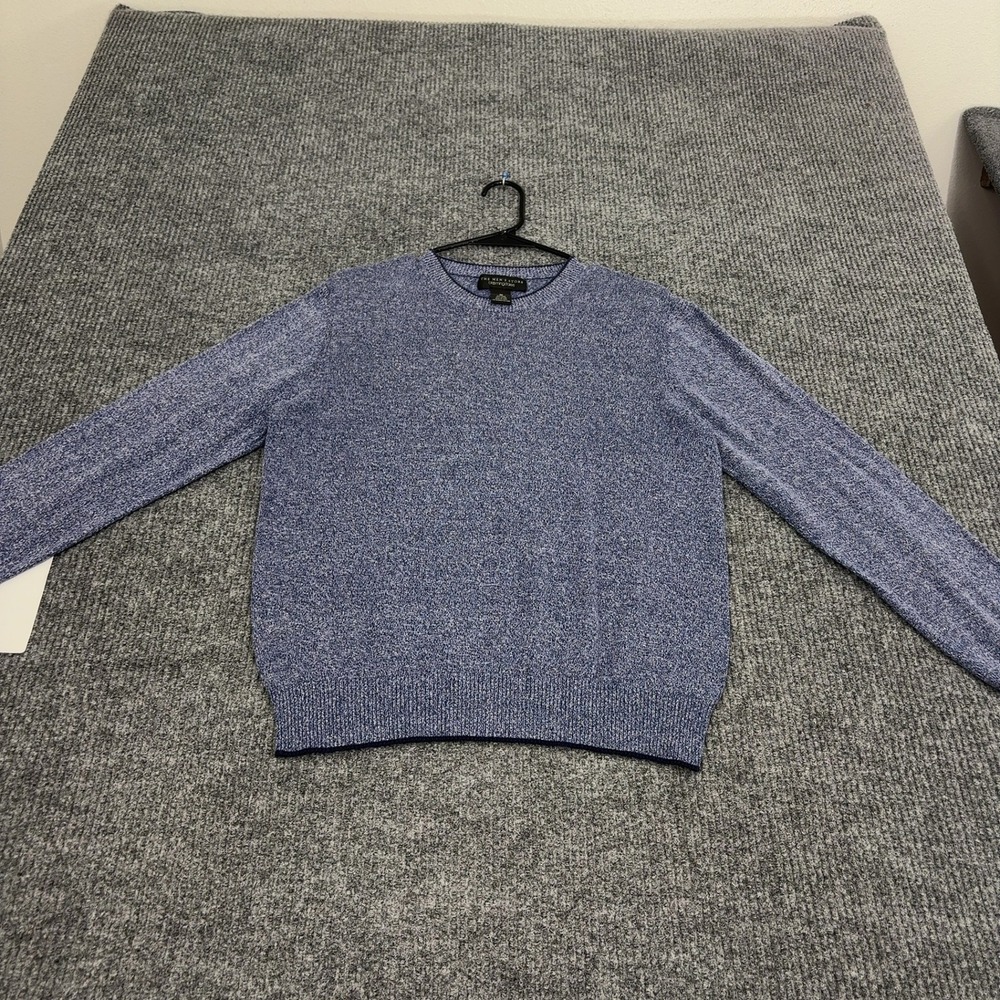 The Mens Store Bloomingdales Sweater Mens M Blue Linen Cotton Crew Neck Classic